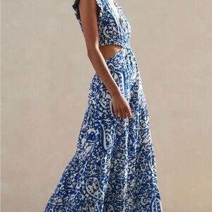 ME+EM Blue and White Maxi Dress